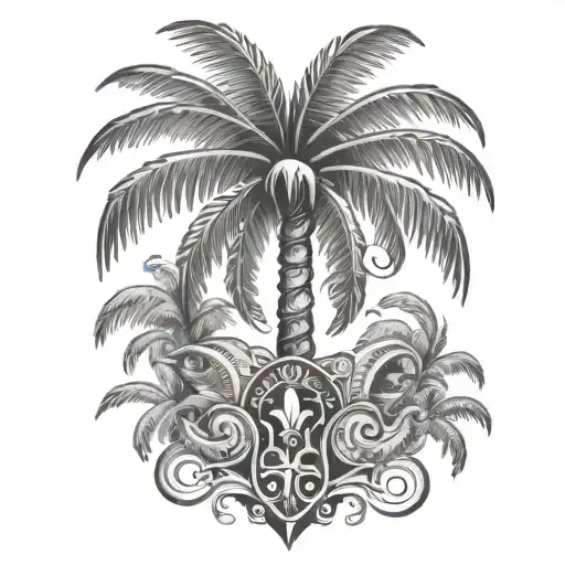 palm tree dominican puerto rican taino symbol surrounded tattoo design idea