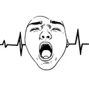 a screaming face that is silenced through the heartbeat tattoo design idea