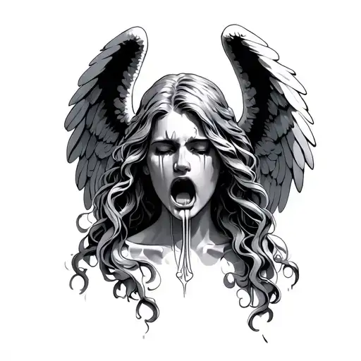 crying angel tattoo design idea