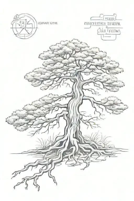 pine tree with roots tattoo design idea