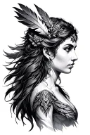 freya goddess side profile simple feathers Valkary  tattoo design idea