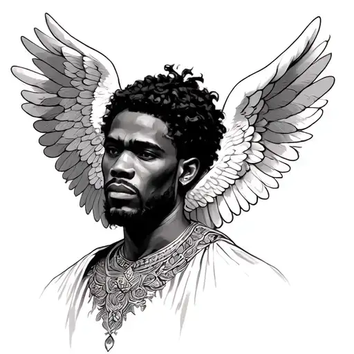 african male angel tattoo design idea