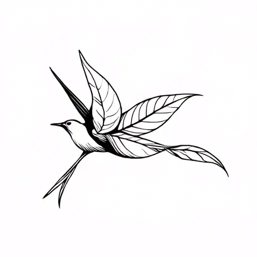swallow and bay leaf tattoo design idea