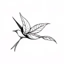swallow and bay leaf tattoo design idea