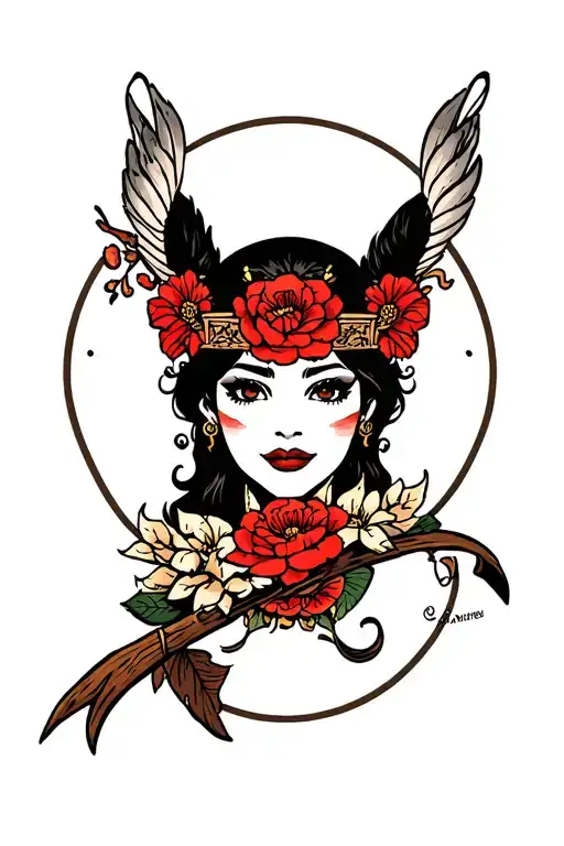 traditional sailor jerry style with Japanese influences  tattoo design idea