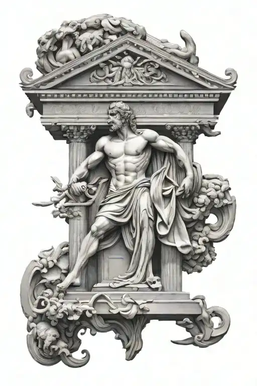 ancient greek mythology building tattoo design idea