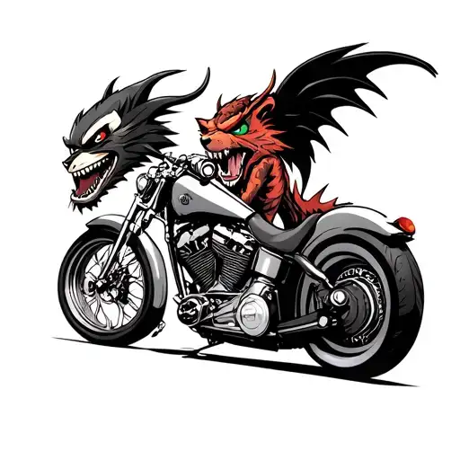 harley davidson motorcycle and taz manian devil tattoo design idea