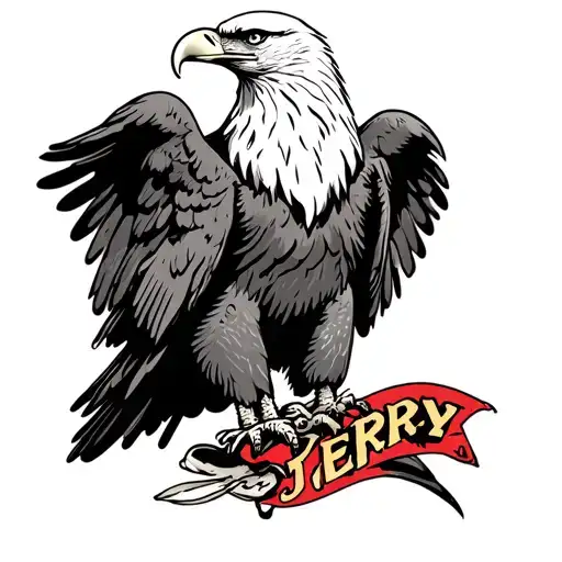 sailor Jerry, bald eagle perched on top tattoo design idea
