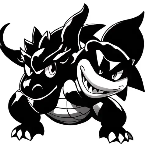 Bowser and piranha plant background tattoo design idea