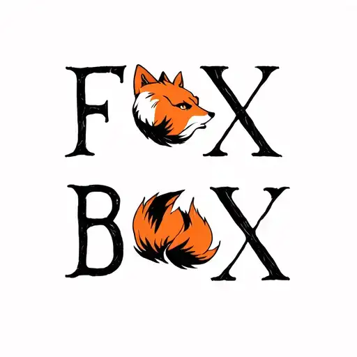 "Fox Box" Words with fox tail tattoo design idea