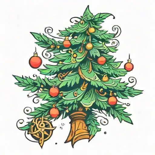 christmas tree tattoo design idea