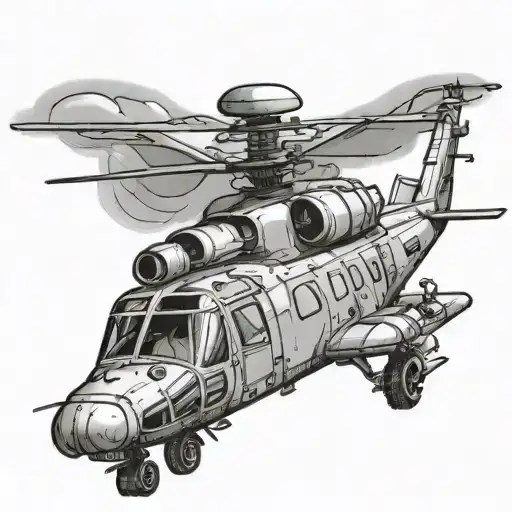 army helicopter flying tattoo design idea