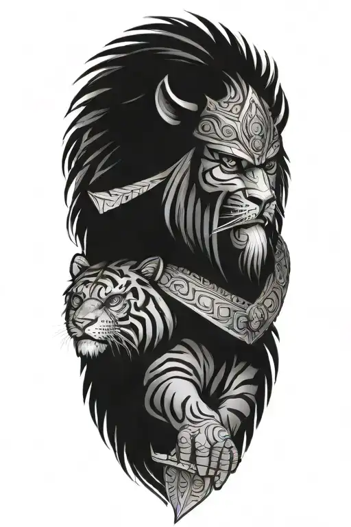 Persian warrior fused with a tiger tattoo design idea