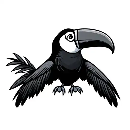 cartoon toucan bird wearing a ski mask tattoo design idea