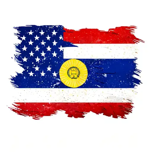 Filipino flag mixed American flag tattoo design idea