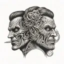 two face mask tattoo design idea