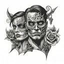 two face mask tattoo design idea