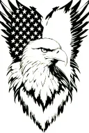 eagle head diving profile American flag downward spiral tattoo design idea