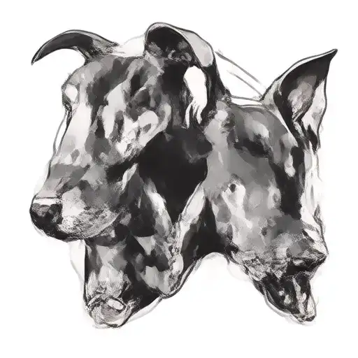 Cerberus guarding the gates 3 heads doberman dog tattoo design idea