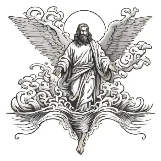 god , new beginning, changing , Jesus Christ walking on water tattoo design idea
