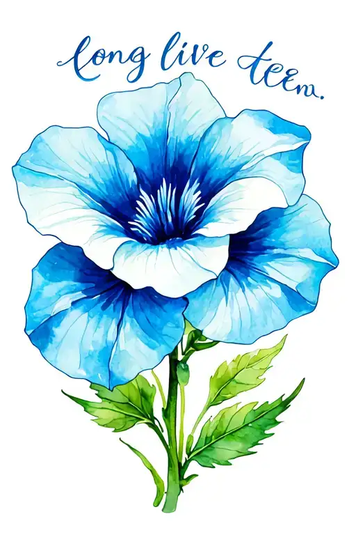 long live written in the stem of a morning glory flower tattoo design idea