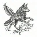 wolf and crow tattoo design idea