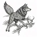 wolf and crow tattoo design idea