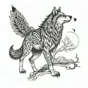 wolf and crow tattoo design idea
