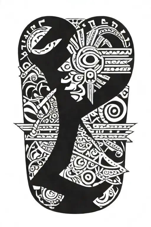 love, fight, war, god, life, Aztec, tribal band tattoo design idea