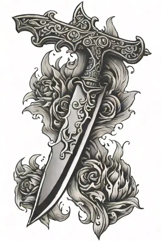 hungary, fire, knife tattoo design idea