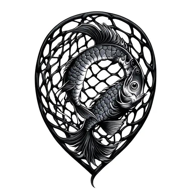 fishing net intertwined tattoo design idea