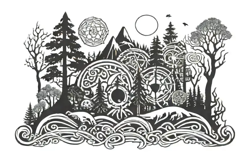 Forest In The Background And Between Them Is supernatural tattoo design idea