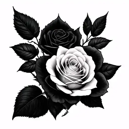 white and black roses with hints of red. Spider tattoo design idea