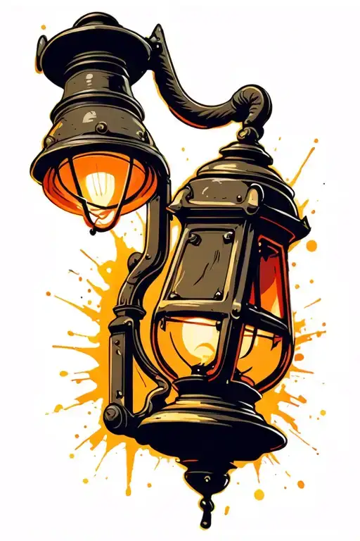 old fashioned lamp tattoo design idea