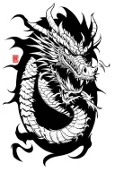 Samurai Fighting Dragon tattoo design idea