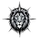 Lion and compass tattoo design idea