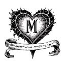 a heart and in the inside it's the letter M  tattoo design idea