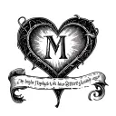 a heart and in the inside it's the letter M  tattoo design idea