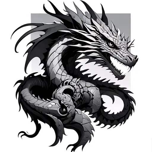biomechanical dragon tattoo design idea