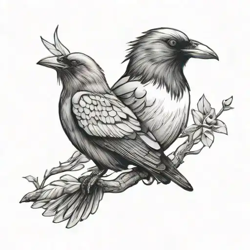 Crow And Dove tattoo design idea