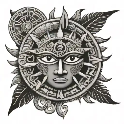 Aztec Sun and Moon tattoo design idea