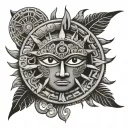 Aztec Sun and Moon tattoo design idea