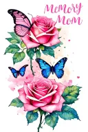 memory for mom with pink rose and butterflies  tattoo design idea