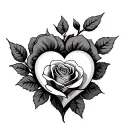 love hearts roses tattoo design idea