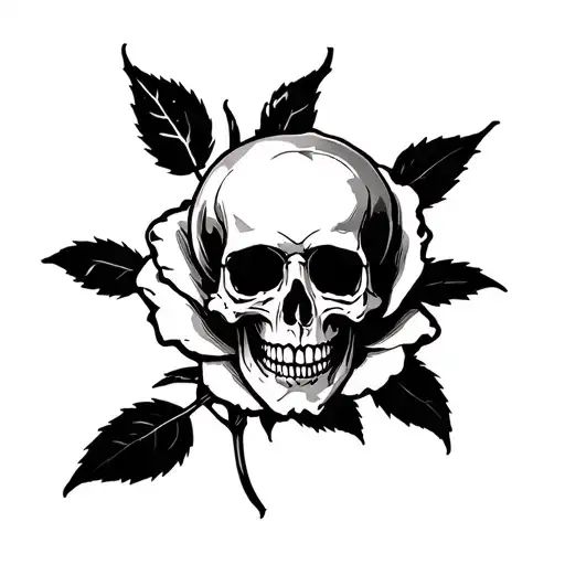 rose with a skull inside it,gothic  tattoo design idea
