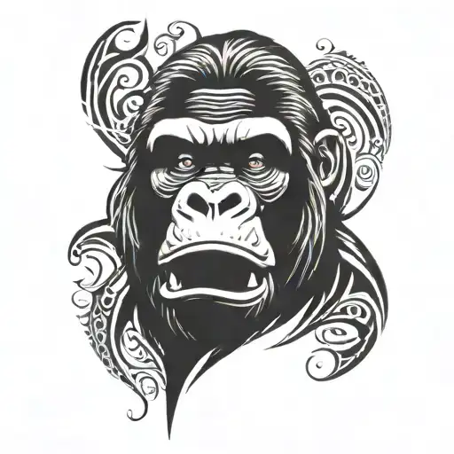 gorilla face tattoo design idea