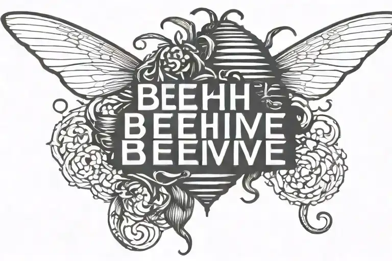 beehive text gothic letters tattoo design idea