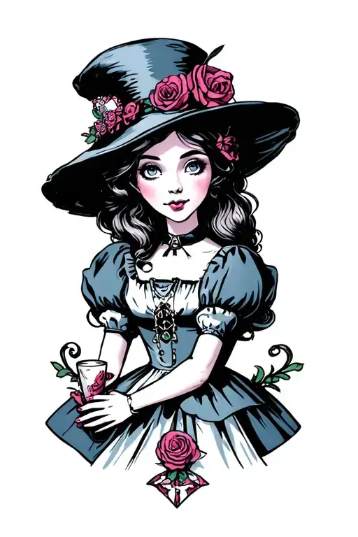 Dark Alice In Wonderland tattoo design idea