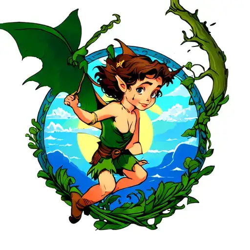 Neverland Peter Pan inspired tattoo design idea