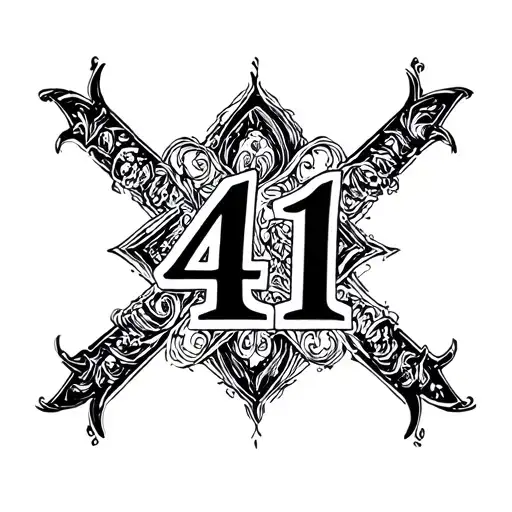 "41" the number 41 in a bold, gothic font, but hollow like a stencil. A latin cross as the period tattoo design idea